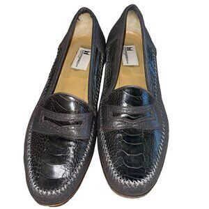 Moreschi Mens Loafer Size 9 Gray Ostrich Leather Slip On Casual